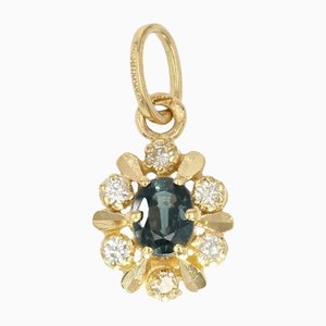 Modern Sapphire Diamonds 18 Karat Yellow Gold Pendant