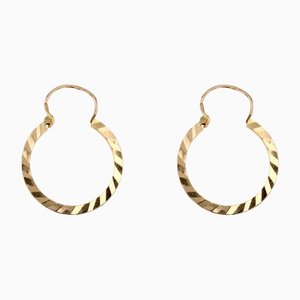 French 18 Karat Rose Gold Hoop Earrings, 1960s