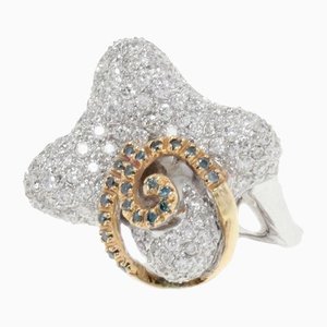 Fashion Ring aus 18 Karat Weiß- und Gelbgold mit Diamanten