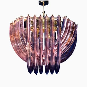 Lampada da soffitto curva in vetro di Murano rosa, anni '90