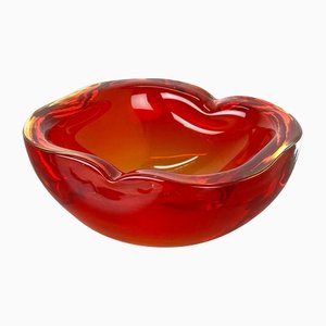 Red Murano Sommerso Glass Shell Bowl by Cenedese Vetri, 1960s