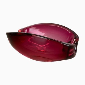 Large Italian Murano Glass Pink Floral Bowl Shell Ashtray, 1970s
