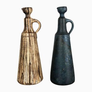 German Ceramic Studio Pottery Vase by Gerhard Liebenthron, 1980s, Set of 2