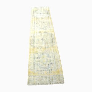Turkish Yellow Color Faded Runner Rug