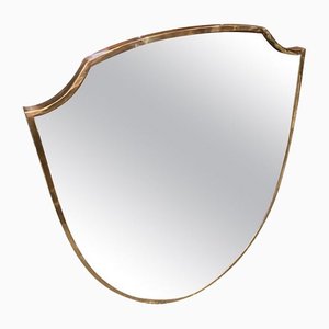 Mid-Century Modern Italian Brass Wall Mirror in the Style of Giò Ponti, 1960s