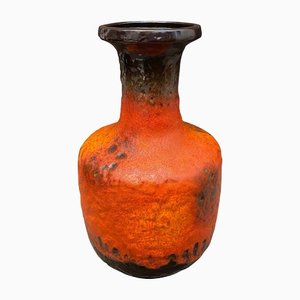 German Orange and Brown Fat Lava Ceramic Vase from Carstens Tönnieshof, 1970s