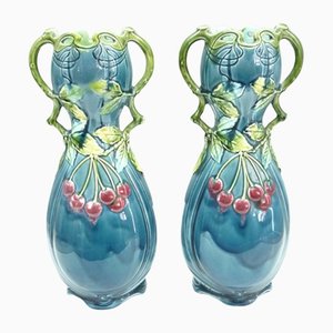 Vases Art Nouveau en Céramique, Set de 2