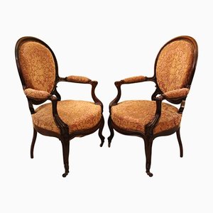 Antique Louis Philippe Armchairs, Set of 2