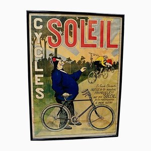 Poster pubblicitario antico di Soleil Cycles, Francia