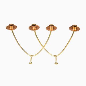Copper and Brass Candle Holder for 4 Candles, 1950s