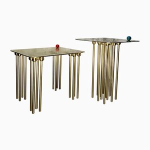 Tavolini SHIBUYA scultorei in ottone di Alessandro Iovine, 2021, set di 2
