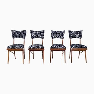 Quadratische Gemusterte Mid-Century Stühle in Schwarz & Weiß im Stil von Ico Parisi, 4er Set