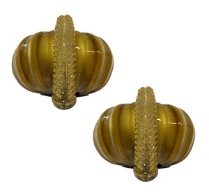 Wall Lights in Gold Tinted Glass by Paolo Venini, Set of 2