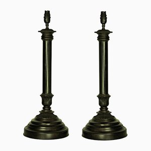 Vintage Bronzed Metal Table Lamps, Set of 2