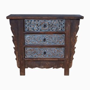 Antique Chinese Carved Three Drawer Coffer
