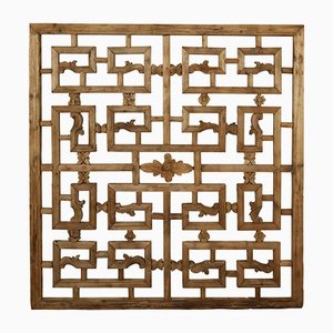 Antique Carved Lattice Window Panel