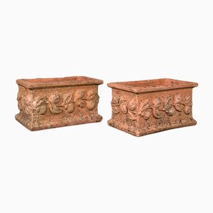 Vasi da giardino vittoriani antichi in terracotta, inizio XX secolo, set di 2