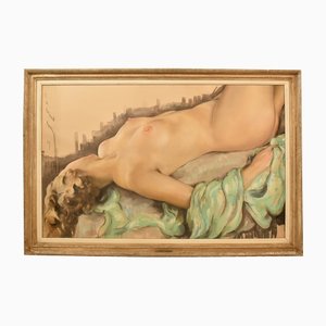 Jean Albert Grand-Carteret, Nude Woman, 20th Century, Pastel, Framed