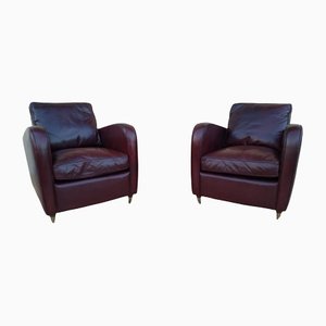 Club Chairs in Cava Leather, Set of 2