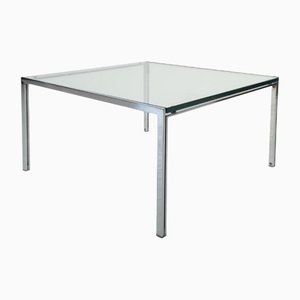 Square Glass and Steel Coffee Table