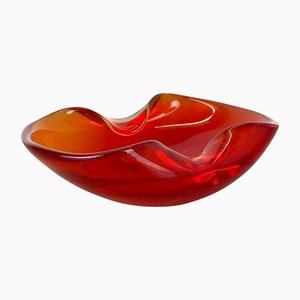 Italian Murano Red Glass Shell Bowl by Antonio Da Ros for Cenedese, 1960s