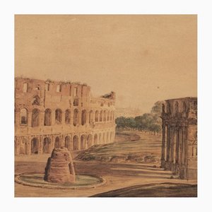 Landschaft von Rom, 1950er, Aquarell