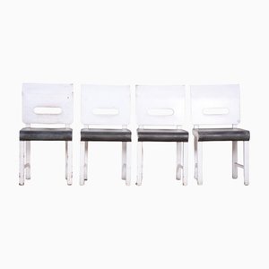 Art Deco White Dining Chairs, Czechia, 1930s, Set of 4