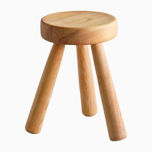 Swedish Three Legged Stool in Solid Pine by Ingvar Hildingsson, 1970s