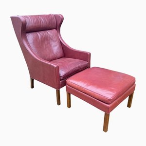 Set of Model 2204 Armchair and 2202 Footstool by Borge Mogensen