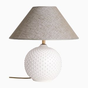 Französische Modern Sphere Tischlampe aus Weißer Keramik, 1950er