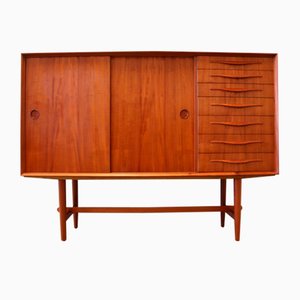 Danish Teak Cabinet with Sliding Doors and Drawers