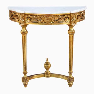 Louis XVI French Giltwood and Marble Console Table, 1950s