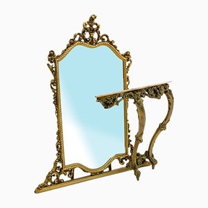 Miroir et Console Antiques, 1930, Set de 2