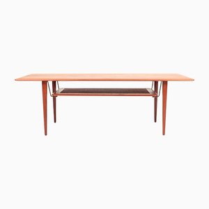 Midcentury Low Table in Solid Teak and Cane by White & Mølgaard, Made in Denmark From France & Søn / France & Daverkosen
