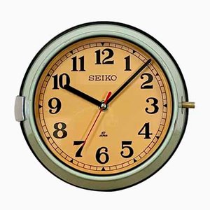 Vintage Green Navy Wall Clock from Seiko, 1970s