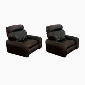 Fauteuils en Cuir par Arrigo Arrigoni pour Buslobs, Set de 2