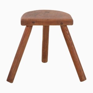 French Brutalist Wooden Milking Stool