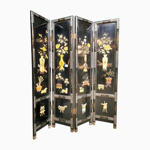 Lacquer 4-Panel Folding Screen Room Divider