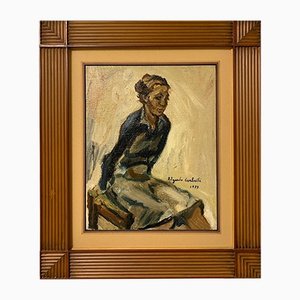 Edgardo Corbelli, Model Sitting, 1977, Oil Painting, Framed