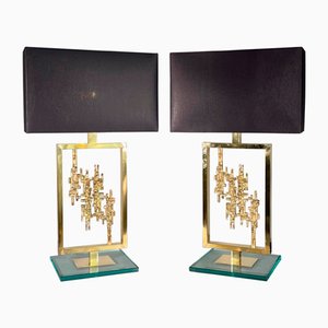 Italienische Tischlampen aus Bronze von Luciano Frigerio, 1980er, 2er Set