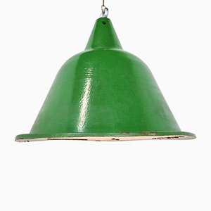 Grande Lampe à Suspension Industrielle Vintage en Émail Vert, 1960s