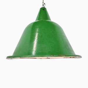 Large Vintage Industrial Green Enamel Pendant Light, 1960s