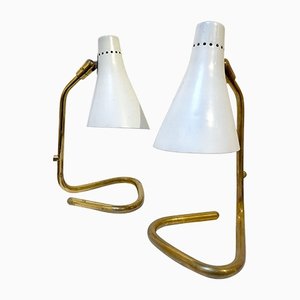 Mid-Century Brass and Metal Table Lamps by Guiseppe Ostuni, Italy, 1950s, Set of 2