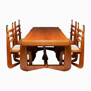 Expressionist Modern Oak Dining Room Set, Set of 7