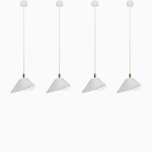 White Bibliothèque Ceiling Lamps by Serge Mouille, Set of 4