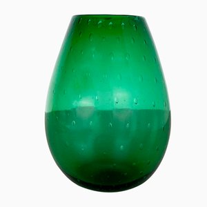 Green Bubble Sommerso Bullicante Murano Glass Vase, Italy, 1970s