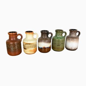 Vintage Fat Lava Pottery 414-16 Vases by Scheurich, Germany, Set of 5