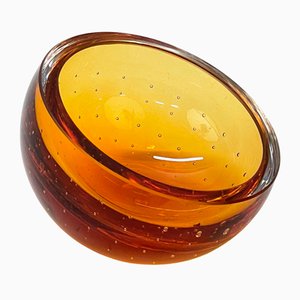 Mid-Century Amber Murano Glass Bullicante Decorative Bowl by Vinicio Vianello, 1960s