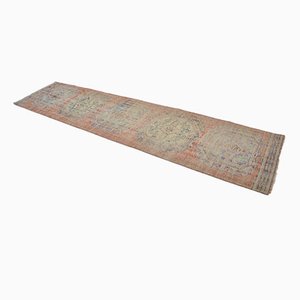 Long Boho Faded Orange Entry Rug