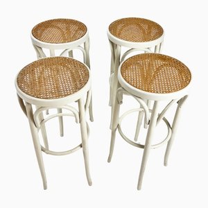 Austrian Cane and Bentwood Barstools, 1940s, Set of 4